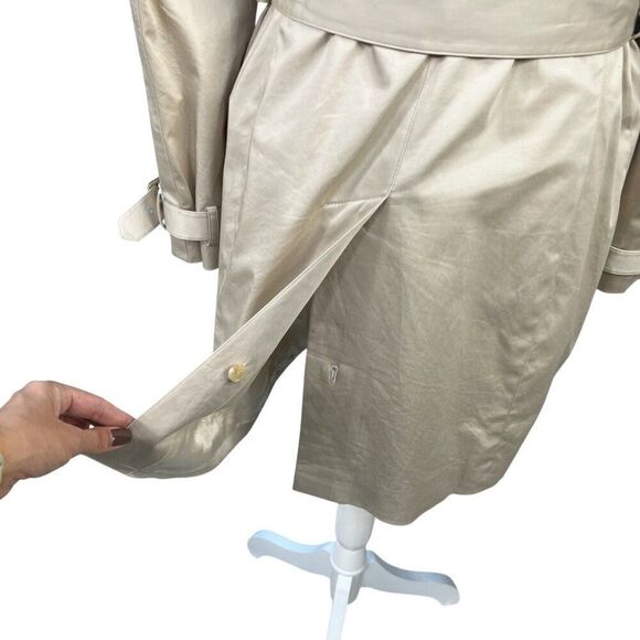 Brooks Brothers Double Breasted Belted Trench Coat Light Cream Size 10 - Picture 6 of 11